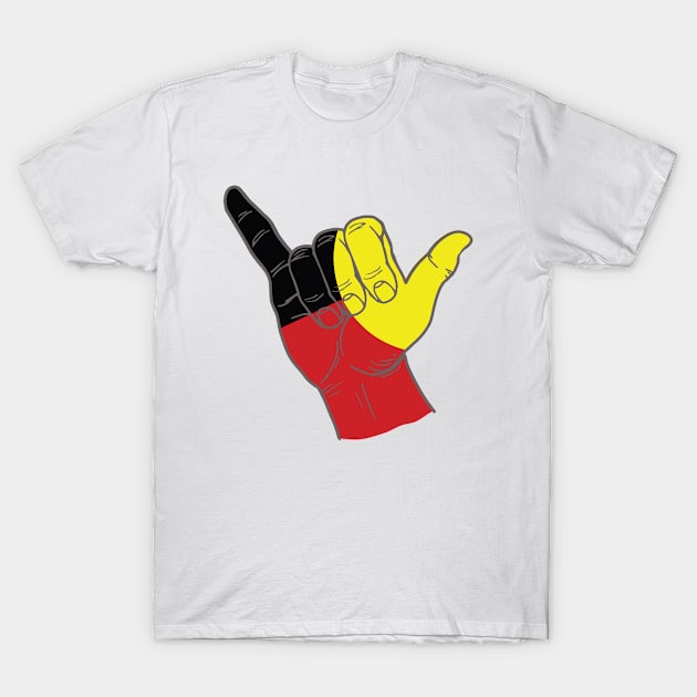 Australian Indigenous Flag Colours Shaka T-Shirt by Jas-Kei Designs